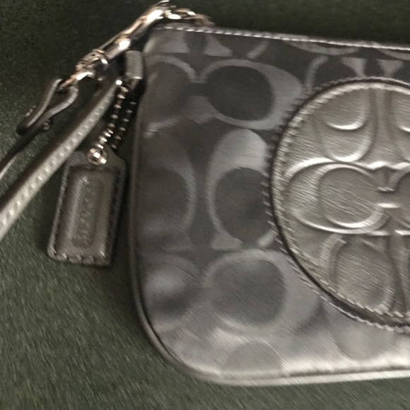 Coach Gray Canvas Leather Signature C Wristlet Mini Pouch - Picture 3 of 16
